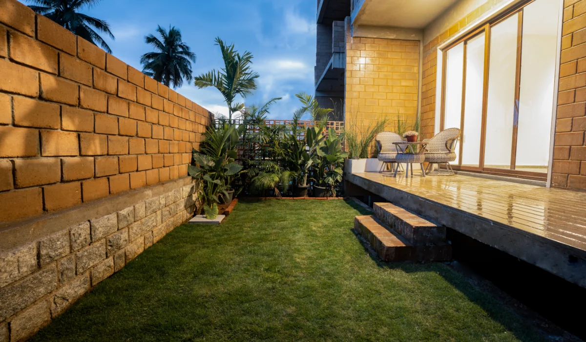 Backyard garden at Gravity Aranya forest villas Kanakapura Road
