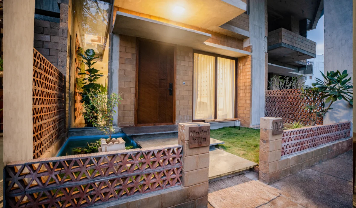 Private frontyard garden at Gravity Aranya — villas for sale in Bangalore South