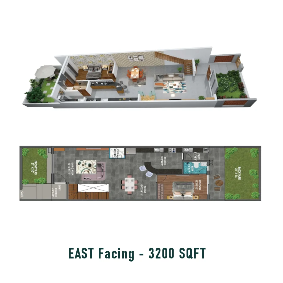 3 BHK East Facing floor plan Gravity Aranya villa Kanakapura Road